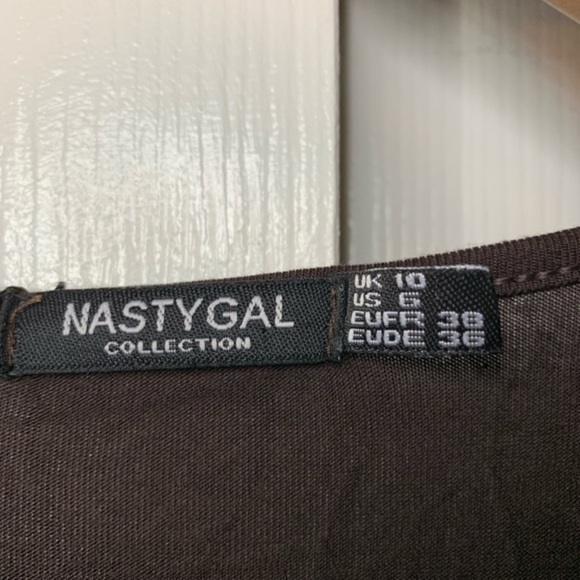 Nasty Gal Brown Maxi Dress Front Tie Up Size 6 - Picture 8 of 9